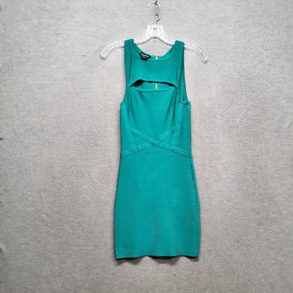 Bebe Women‎ Dress Small Teal Solid Rayon Spandex Bodycon